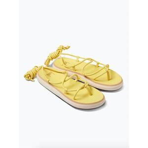 NEW BEEK women's chirp leather ankle-tie sandals in citrus